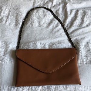 J. Crew brown leather envelope clutch - brand new!